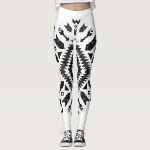 Leggings Diseño tribal: blanco negro dibujado a mano