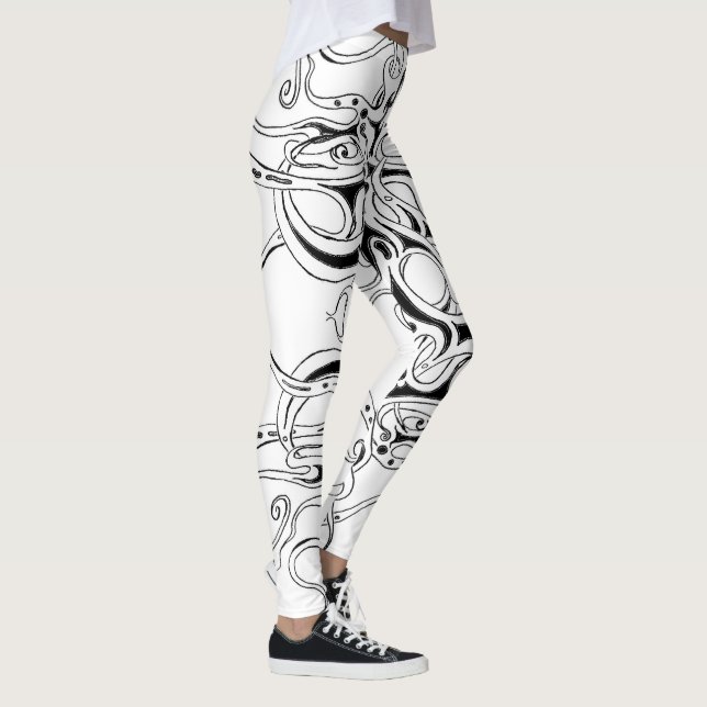 Leggings Diseño tribal del Imperio Blanco y Negro (Derecha)