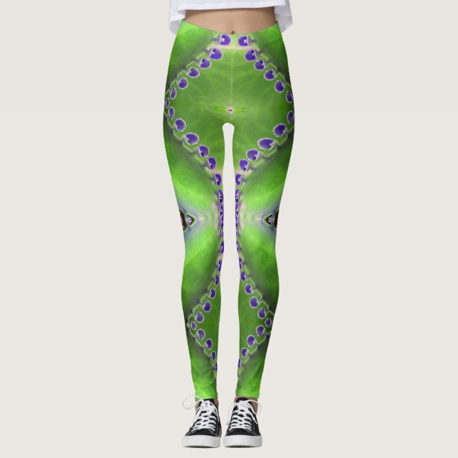 Leggings Diseño verde y púrpura (Anverso)