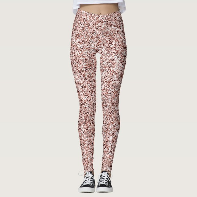 Leggings Diseños de Rosa de Purpurina de corazón de corazón (Anverso)