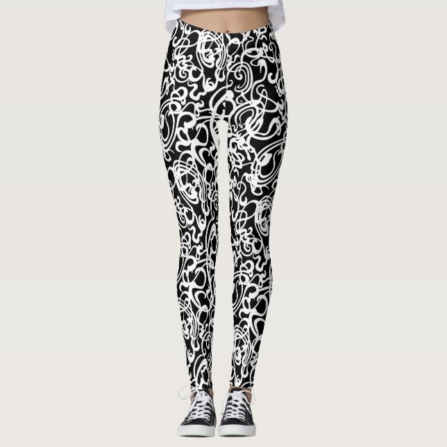 Leggings Disfraces modernos en blanco y negro (Anverso)