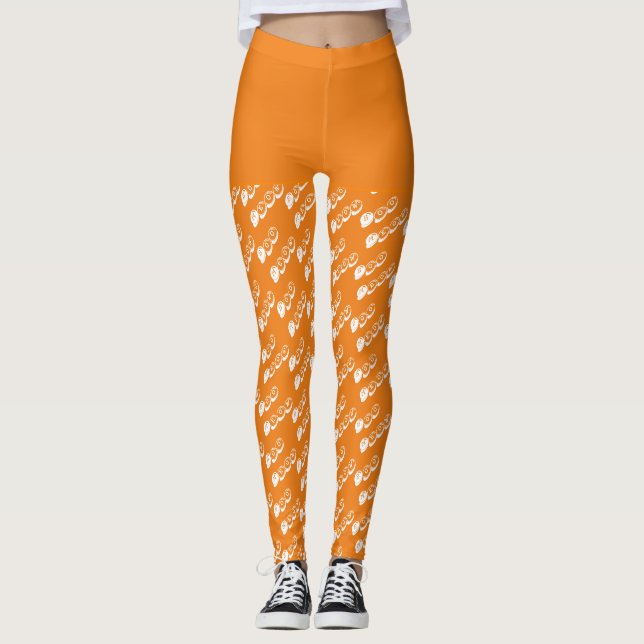 Leggings Disfraz de Halloween con sabor a naranja blanco (Anverso)