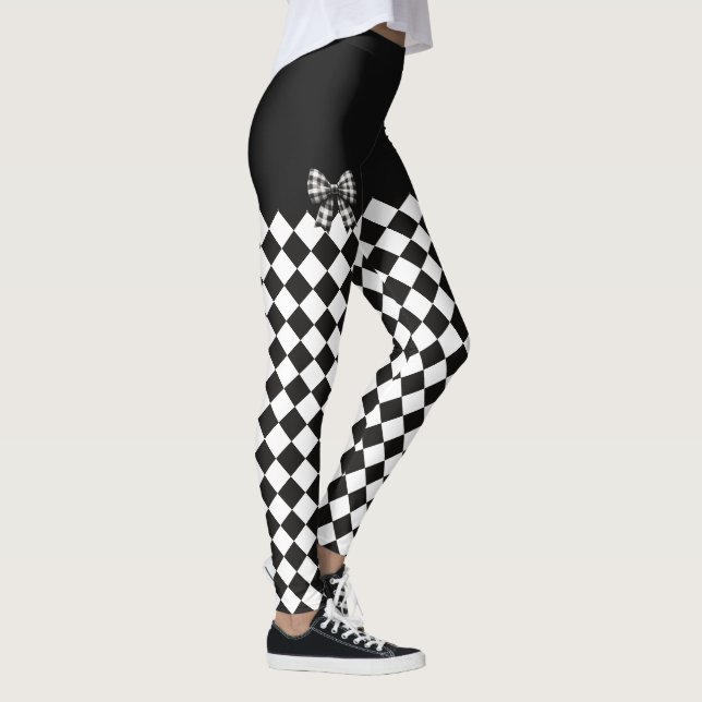 Leggings Disfraz de Halloween de Harlequin Blanco Negro (Derecha)