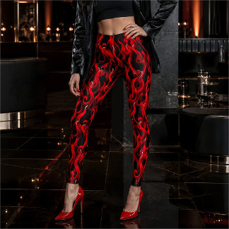 Leggings Disfraz de llamas de fuego rojo diablo de Hallowee