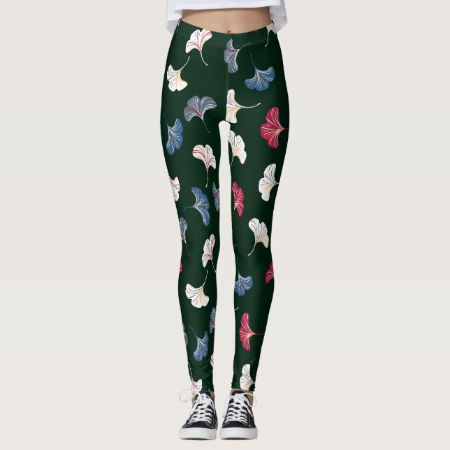 Leggings Ditsy Ginkgo: El otoño oscuro no tiene problemas. (Anverso)