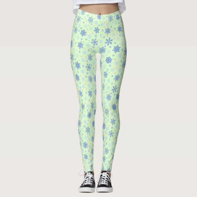 Leggings Diversas formas Copo de nieve Pastel Verde Primave (Anverso)