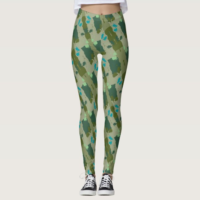 Leggings Diverse green colors background (Anverso)