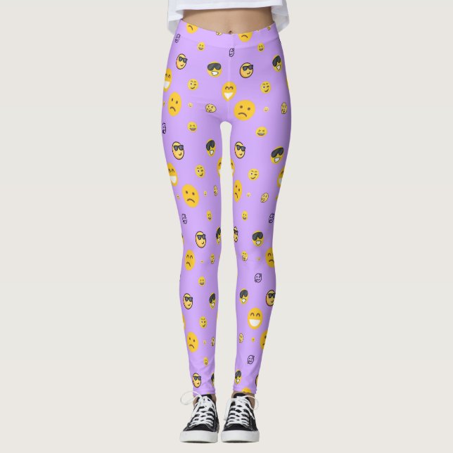 Leggings Diversión, amor, sonrientes, felices emojis lindas (Anverso)