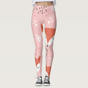 Leggings Diversión de Fox: Patrón de bosque lindo