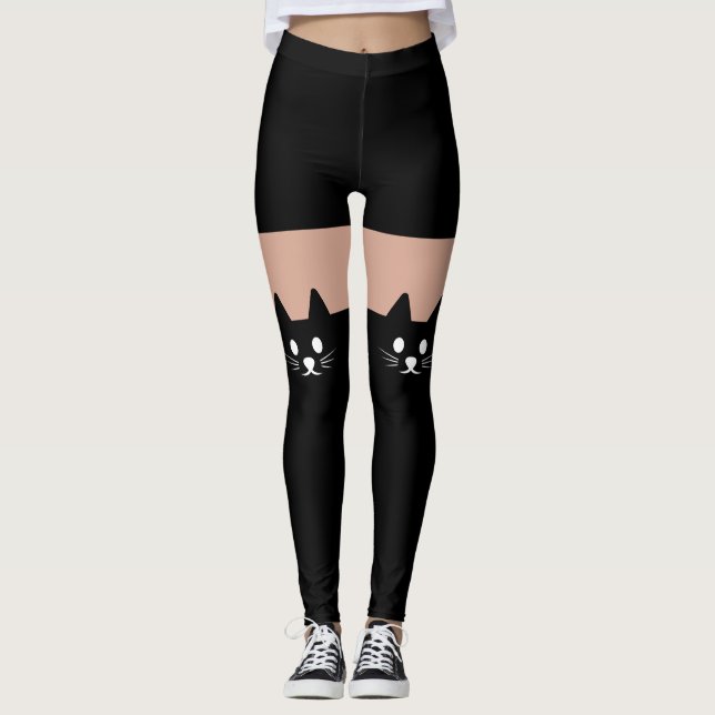 Leggings Diversión de la Novedad de la cara del gato (Anverso)