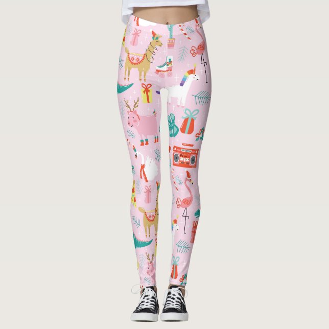 Leggings Diversión de navidades: Patrón de animales sin foc (Anverso)