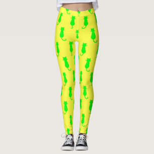 Leggings Diversión Felina Por Siempre Gatos Verdes Capricho