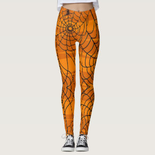 Leggings Divertida araña de Halloween negro y Naranja