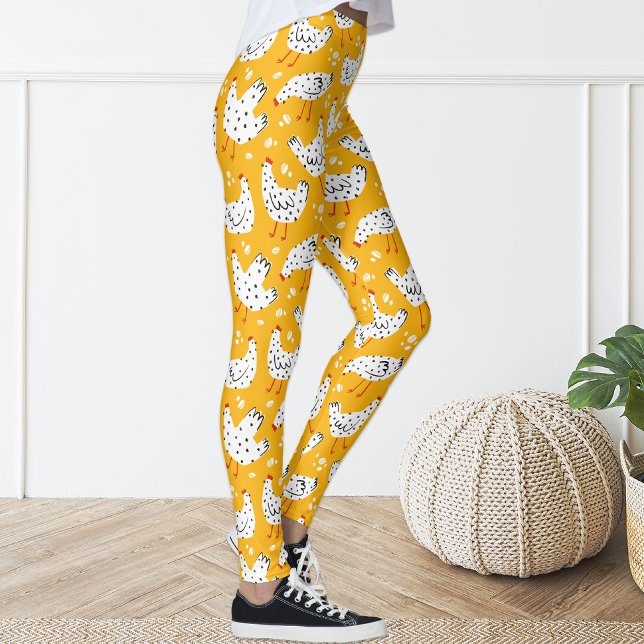 Leggings Divertida cosecha de pollo amarillo y negro (Subido por el creador)