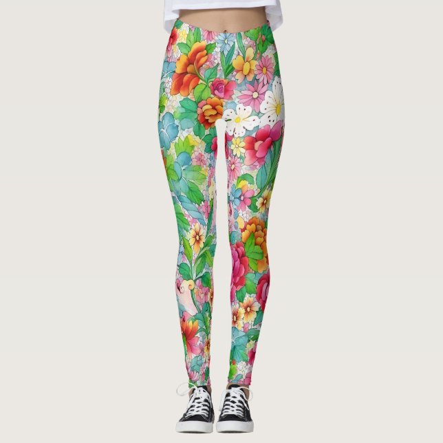 Leggings Divertidas Coloridas Leyendas de Arte Floral (Anverso)