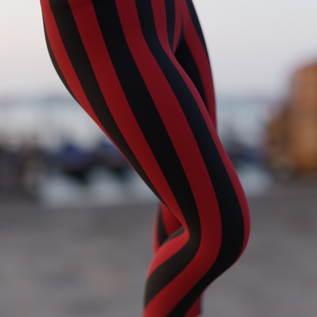 Leggings Divertidas piernas de rayas de piratas rojas (Subido por el creador)