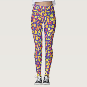 Leggings Divertidas Rodajas De Frutas Coloridas Moradas Acu