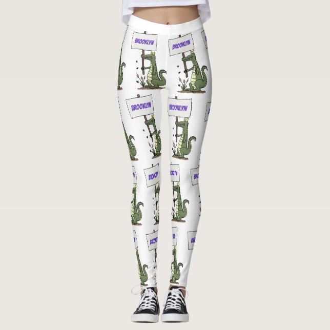 Leggings Divertido cocodrilo alineador con personalizado de (Anverso)
