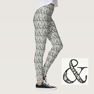 Leggings Divertido Funky Black Ampersand Symbol Moda Gris