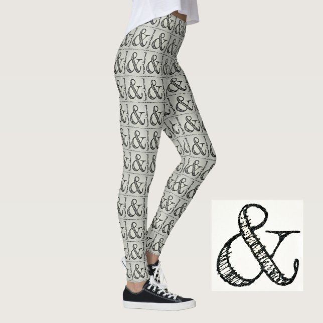 Leggings Divertido Funky Black Ampersand Symbol Moda Gris (Subido por el creador)