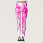 Leggings Divertido, lindo, artístico y pintado rosa calient<br><div class="desc">Estas leggings presentan un divertido diseño de manchas de pintura acuarela en rosa caliente o fucsia. Artesanas,  únicas y de moda,  estas leggings hacen un chapuzón donde sea que las lleve.</div>