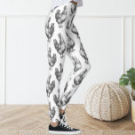 Leggings Divertido negro y blanco boceto pollo Hen<br><div class="desc">Las piernas adornaban el patrón de pollo.</div>