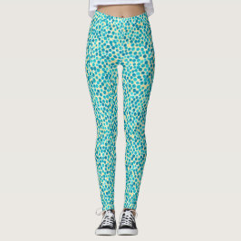 Leggings Divertido Patrón abstracto de acuarela en azul tur