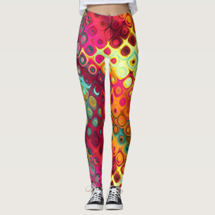 Leggings Divertido y colorido patrón tropical abstracto lin