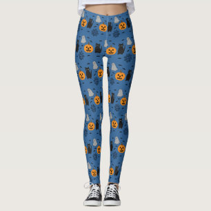 Leggings Divertido y divertido Halloween Cat Ghost Pumpkin 