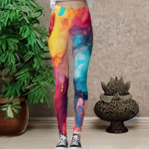 Leggings Divertido y fuerte colorido acuarela Imprimir legg