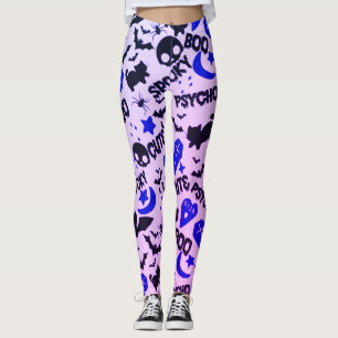 Leggings Divertido y Lindo Morado, Azul y Negro Halloween