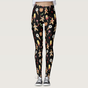 Leggings Divertidos tratamientos de Halloween con acuarela