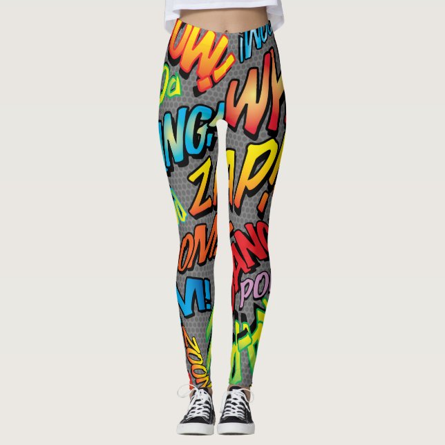 Leggings Diviértete con sonidos de arte pop de cómics (Anverso)