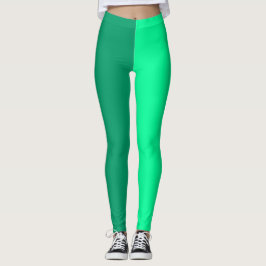Leggings División de dos tonos verde claro y oscuro