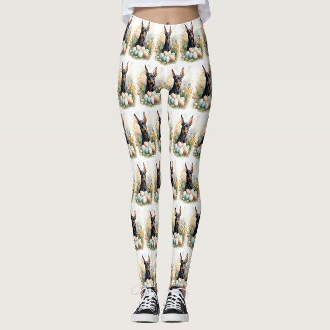 Leggings Doberman con huevos de Pascua (Anverso)