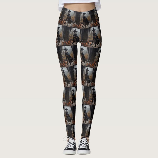 Leggings Doberman Pumpkins Halloween Scary (Anverso)