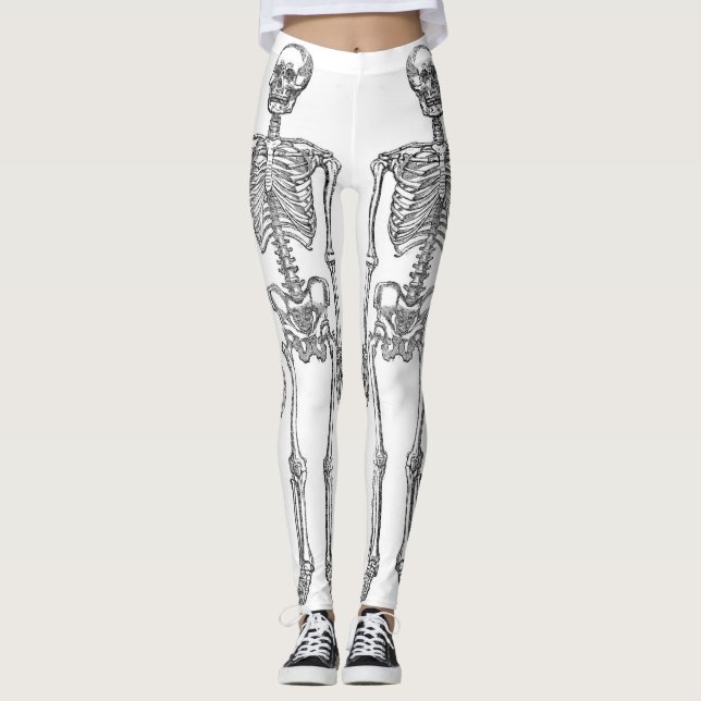 Leggings Doble esqueleto humano negro (Anverso)