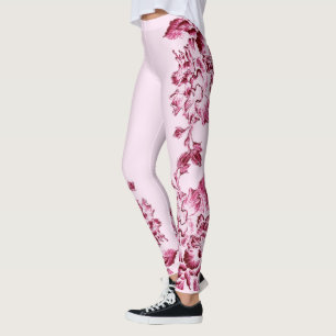 Leggings Doble Hibisco Rosa sobre Rosa Claro