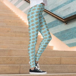 Leggings Doble pretzel con nudos finos sobre azul pálido o 