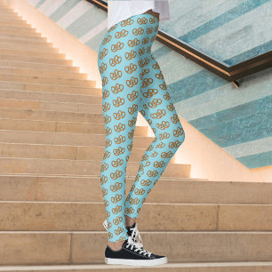 Leggings Doble pretzel con nudos finos sobre azul pálido o 