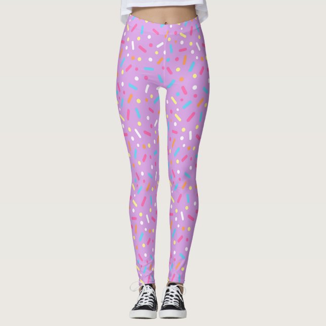 Leggings Dona con glaseado morado y sprinkles adorable (Anverso)