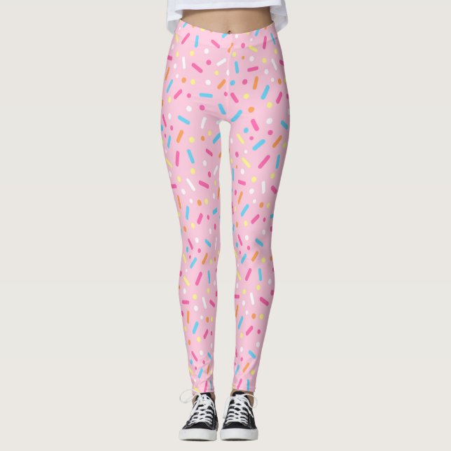 Leggings Dona con glaseado rosa lindo y sprinkles (Anverso)