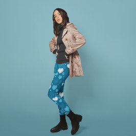 Leggings Doodle Blue Hearts
