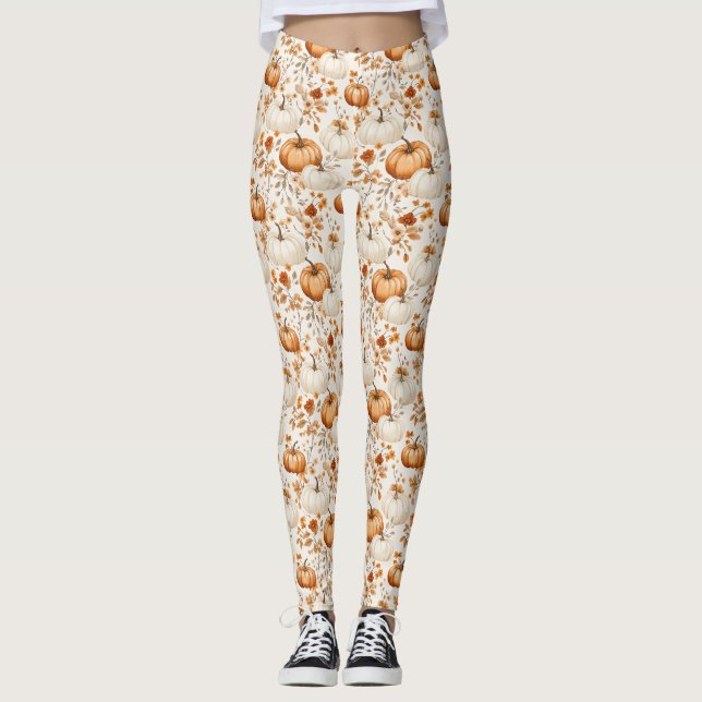 Leggings Doodle de la calabaza Boho se cae sin problemas (Anverso)