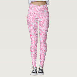 Leggings Doodle de Navidades rosados | Estilo festivo