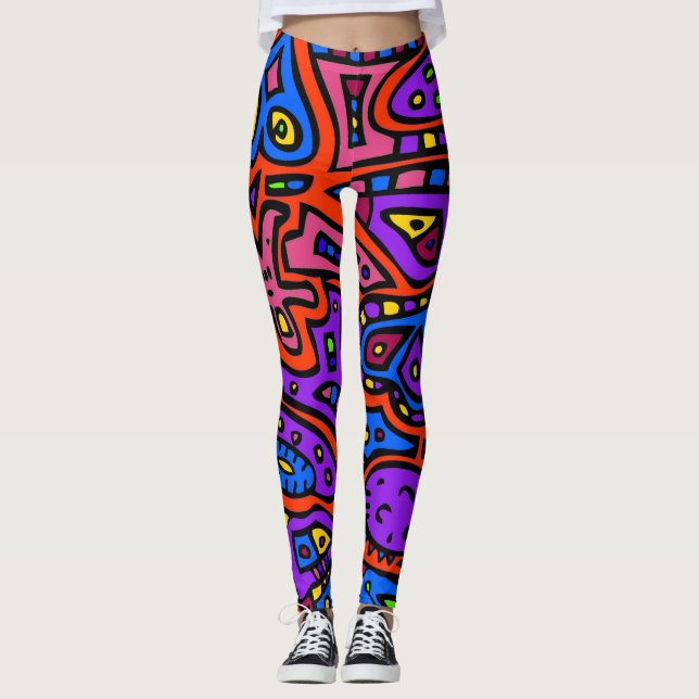 Leggings Doodle espacial #3 (Anverso)
