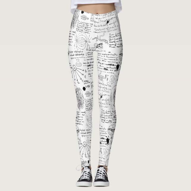 Leggings doodle patrón blanco y negro (Anverso)