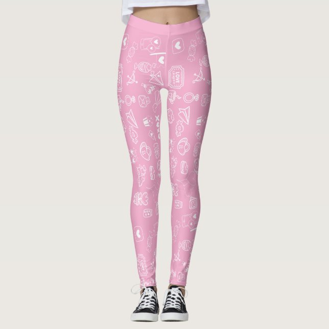Leggings Doodle romántico (Anverso)
