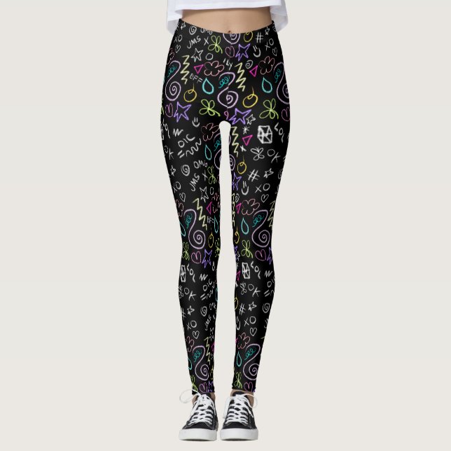 Leggings Doodles BFF - Patrón Purpurina falso (Anverso)