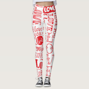Leggings Doodles de amor dibujados a mano de fondo transpar